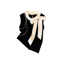 Xiaoxiangfeng Butterfly Knitted Camisole Womens Stand Collar Slim Sleeveless T-Shirt Bottoming Top with Small Suit Inner