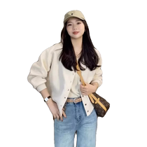 Off-white baseball uniform jacket for women 2024 spring and autumn new style foreign style age-reducing versatile loose slimming jacket top