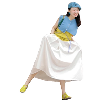 White skirt for women new summer style high-waisted slimming A-line skirt pear-shaped figure crotch-covering mid-length pleated skirt