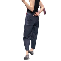 Navy blue harem pants for women summer new pear-shaped figure plus size slimming womens pants high waist casual nine-point carrot pants