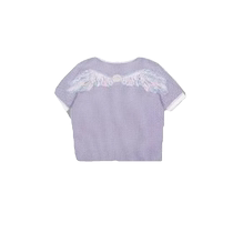 Back Wings Purple Ice Silk Knit Short Sleeve T-shirt Woman Summer Thin style sweet and beautiful little fragrant wind blouse