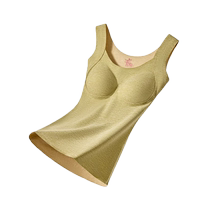 DeRong thermal vest for women with chest pad winter new style seamless sling plus velvet cashmere and silk inner base underwear