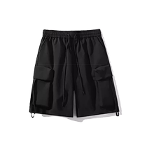 Black cargo shorts for women summer 2024 new high-waisted straight-leg five-point pants casual loose mid-pants six-point pants
