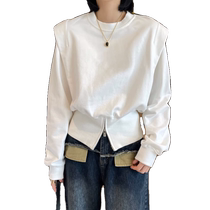 Short sweatshirt for women 2024 European fashionable and versatile hem waist slimming niche design small flying sleeve top