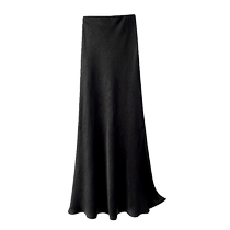 Black acetate skirt for women summer new high-waist drape slim hip skirt French high-end fishtail skirt