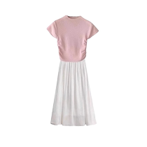 French Hepburn style white skirt for women in summer high-waisted slimming high-end gauze skirt temperament mid-length pleated skirt