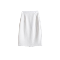 Black skirt womens summer thin high-waisted slit A-line skirt casual and versatile elastic waist ice silk hip-hugging skirt