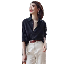 Black chiffon sunscreen shirt for women summer new style French high-end temperament shirt shirt cardigan casual top