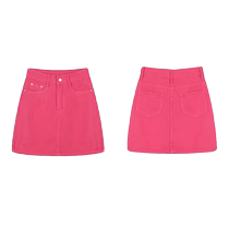 Rose red denim short skirt for women summer hot girl skirt summer dopamine wear casual a line hip skirt
