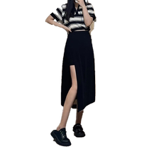 Black suit skirt for women summer anti-exposure culottes pear-shaped figure large size high waist slim slit a-line skirt