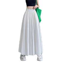 French Irregular Pleated Skirt Womens Summer New High-Waist A-Line Loose Long Skirt Lazy Wind Swing Umbrella Skirt