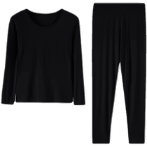 Modal thermal underwear for women in autumn and winter black close-fitting inner layering shirt cotton sweater autumn coat and long trousers set