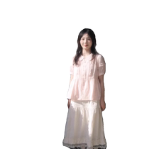 Pink baby doll collar short-sleeved chiffon shirt for women summer new style French doll shirt temperament small shirt puff sleeve top