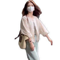 Tencel ramie shirt jacket sun protection clothing womens summer new fashion casual versatile top apricot cardigan