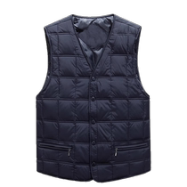 Down vest mens winter large size V-neck lightweight layered vest with down inner lining warm vest