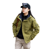 Brand high-end orange hooded jacket for women autumn and winter new outdoor mountain climbing clothing windproof jacket