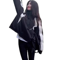 Fashionable contrasting color stitching hooded jacket jacket for women autumn and winter new sports casual versatile windproof jacket