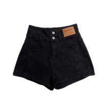 Black denim shorts for women summer new style small high-waisted slimming versatile slit hot girl tight a-line hot pants