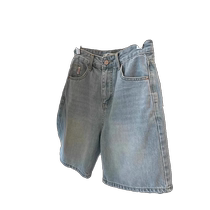 Light-colored denim shorts for women in summer thin large size high waist pear-shaped figure loose wide-leg mid-pants versatile five-quarter pants