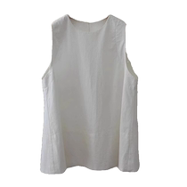 Japanese white cotton and linen vest womens design niche loose thin breathable linen babydoll sleeveless top