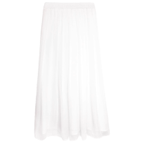 White mesh skirt for women summer new high-waist drape a-line skirt elastic waist gauze skirt mid-length pleated skirt