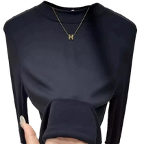 Womens new autumn and winter velvet half-turtle collar bottoming shirt with coat stylish interior long-sleeved T-shirt slim fit top