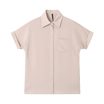 French design commuting temperament short-sleeved shirt for women casual versatile loose off-shoulder acetate satin shirt