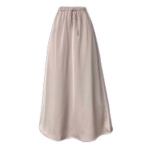 Ice silk acetate satin drawstring skirt for women summer thin elastic high waist mid-length drapey a-line umbrella skirt
