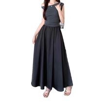 High-end acetate satin skirt for women summer new high-waisted drapey A-line skirt with elegant temperament and wide hem long skirt