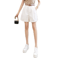 Khaki shorts womens summer 2024 new high-waisted straight loose wide-leg mid-pants casual versatile five-point pants