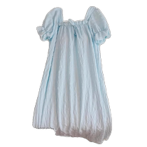 Pajamas with breast pads for women summer 2024 new short-sleeved sweet princess style mid-length summer thin pajamas home clothes
