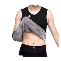 Thermal Vest Mens Autumn and Winter New Style Velvet Thickened Top Wear Waistcoat Sleeveless Heated Underwear Bottoming Shirt