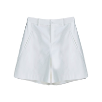 White suit shorts womens new summer loose slimming A-line wide-leg pants casual pants high-waisted mid-length pants