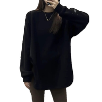 Fashionable mid-length long-sleeved T-shirt sweatshirt with bottoming top for women to cover the buttocks in spring autumn and winter with shark pants