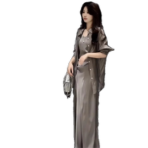 High-end sun protection shirt for women summer thin temperament shirt cardigan with skirt and suspenders blouse top