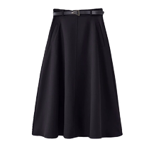 French Hepburn style black skirt for women autumn and winter high-waisted A-line skirt temperament professional suit skirt mid-length umbrella skirt