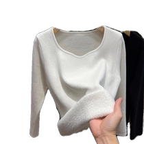 Northeastern ultra-thick low-collar thermal underwear for women in winter plus velvet thickening bottoming shirt with heating inside and one-piece velvet sweater