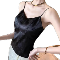 Chinese style silk camisole for women with breast pads V-neck acetate satin tube top bottoming shirt suit inner wear