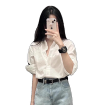 French white shirt for women spring and autumn new style loose slimming long-sleeved shirt versatile top for professional commuting