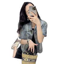 European fashionable short-sleeved denim shirt jacket for women summer new style with skirt and short denim top
