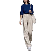 Suit pants for women 2024 new spring high-waist slim straight pants loose drape casual pants narrow version wide-leg pants