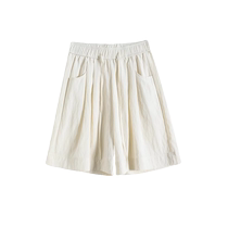 Off-white ice silk shorts womens summer thin high-waisted loose wide-leg cotton and linen Yamamoto mid-length pants