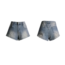 American Retro Denim Shorts Womens 2024 New High Waist Elastic Slimming Versatile A-Line Pants Hot Girls Covering Buttocks Hot Pants