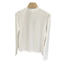 Thickened velvet half-high collar white bottoming shirt for women in autumn and winter new fashion style inner long-sleeved T-shirt stand-up collar top