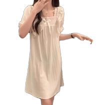 Pajama dress for women summer short-sleeved pure cotton 2024 new style pure lust style loose maternity home wear summer short-sleeved pajama dress