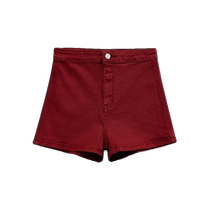 American hot girl red denim shorts for women to wear outside summer 2024 new high-waisted tight-fitting slimming butt-covering hot pants