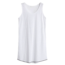 Mid-length tank top for women with shark pants and a top that covers the buttocks and is layered with a bottoming vest