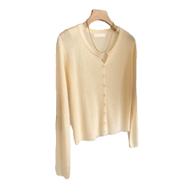 Ice silk knitted sun protection cardigan jacket for women in summer thin style with suspender skirt and sun protection blouse air conditioning shirt top
