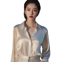 High-end heavy silk shirt for women with commuting temperament anti-wrinkle satin long-sleeved acetate satin shirt inside the suit