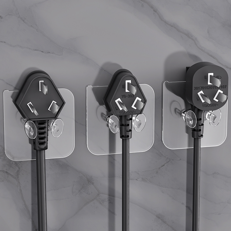 Transparent Plug Holder Wall-Mounted Power Cord Organizer No-Drill Hook Kitchen Organizer Bracket Wall Sticker